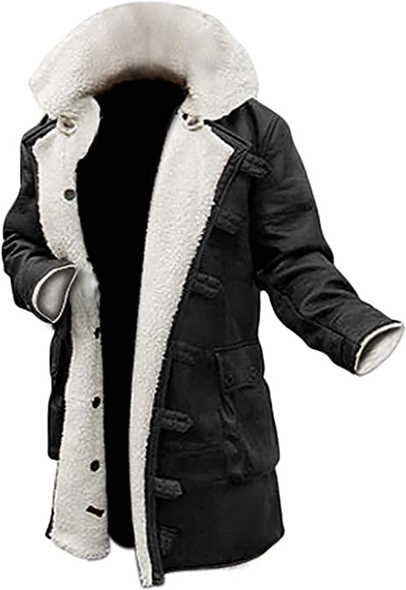 Real Lambskin Leather Jackets Mens - Premium Shearling Leather Coat Men Casual Winter Sherpa Lined Leather Fur Coats