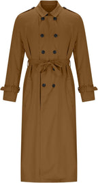 Men Long Trench Coat Lightweight Peacoat Double Breasted Trench Coat Casual Open Front Cardigan with Lapel