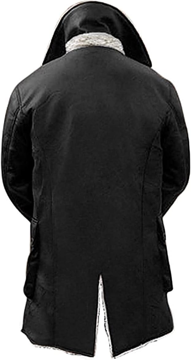 Real Lambskin Leather Jackets Mens - Premium Shearling Leather Coat Men Casual Winter Sherpa Lined Leather Fur Coats