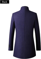 Men's Winter Trench Coat Wool Blend Pea Coat Slim Fit Single Breasted Topcoat Business Dowm Jacket