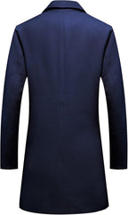 Mens Wool Blend Trench Coat Single Breasted Notch Lapel Walker Mid-Length Classic Pea Top Coat