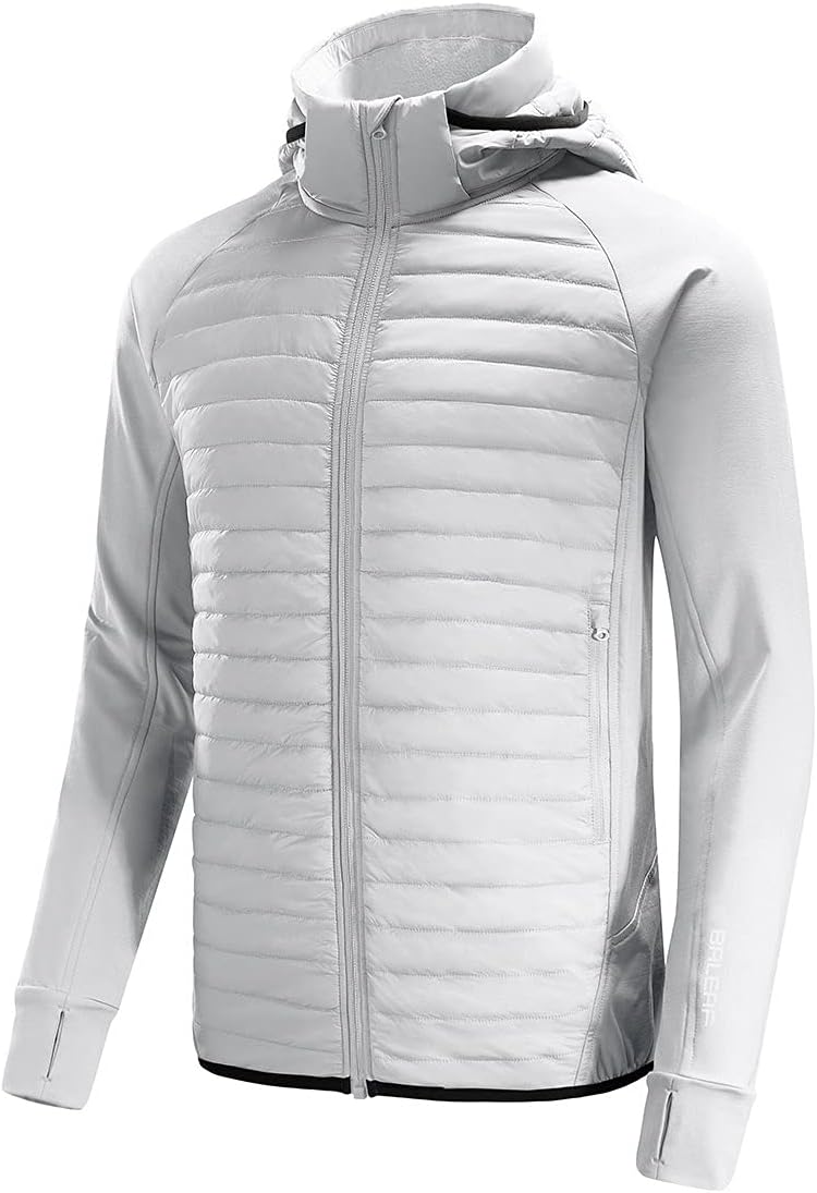 Men's Running Jacket Lightweight Warm Up Puffer Jacket Hybrid Thermal Hiking Golf Insulated Coat