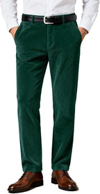 Men Casual Corduroy Work Cargo Pants Elastic Waist Suit Trousers