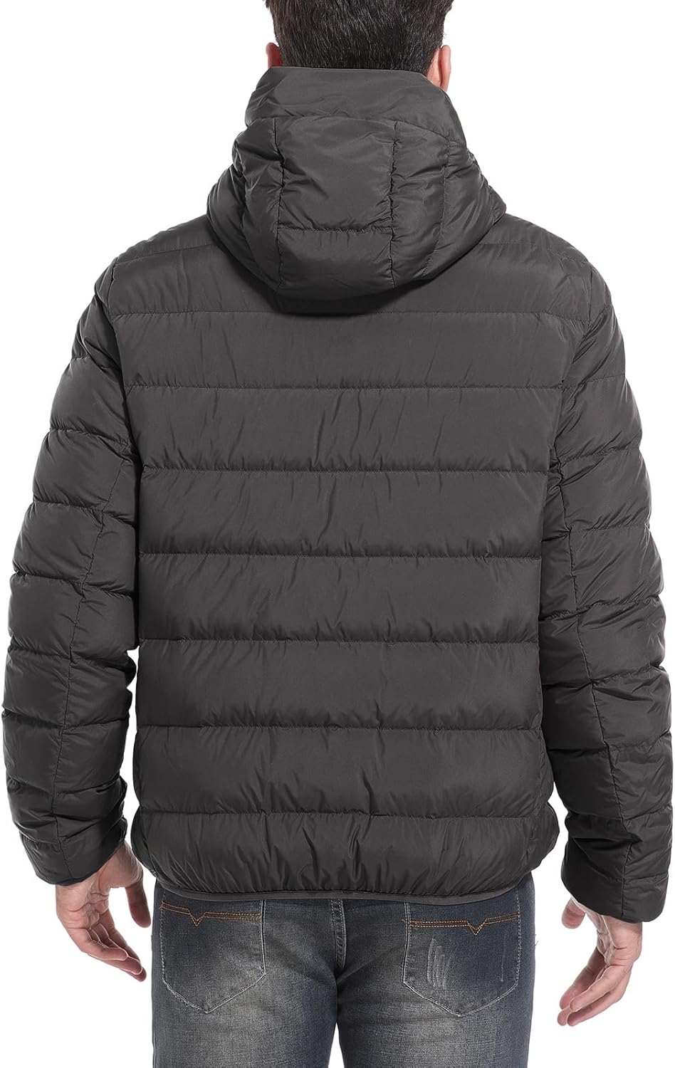 Men's Ultra Lightweiht Packable Down Jacket Hood Water-Resistant Full Zip Pockets Puffer Jackets