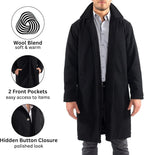 Men’s Wool Blend Overcoat – Knee-Length Trench Coat, Runs Large for Layering Over Suits or Sweaters