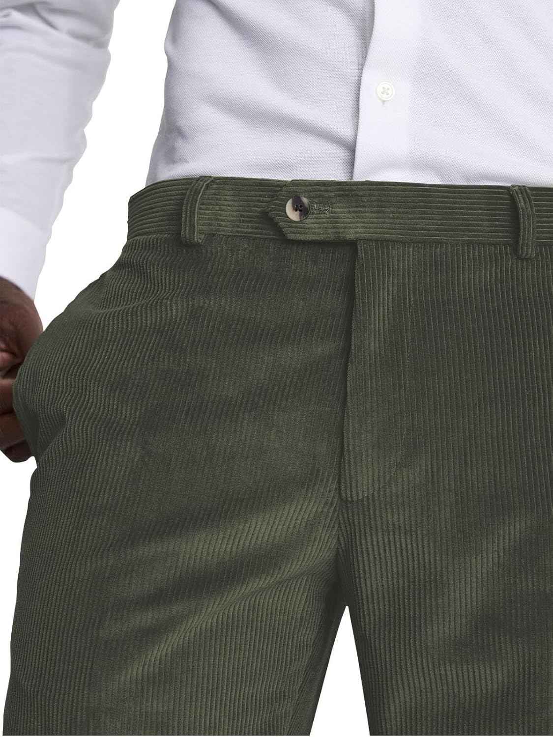 Men's Corduroy Pants Classic Fit Winter Casual High Waist Corduroy Dress Pants