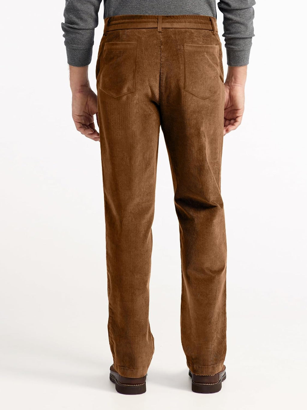 Mens Corduroy Pants - Classic Fit  Elastic Waist Dress Pant