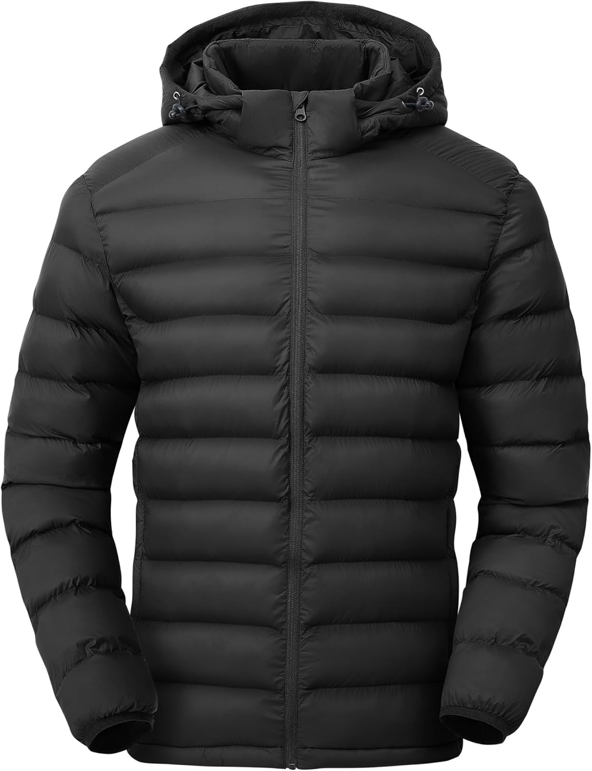 Men's Lightweight Puffer Jacket Detachable Hooded Water Resistant Puffy Winter Down Jackets for Snow Ski Travel