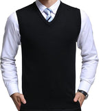 Men's cashmere wool V-neck sleeveless vest, classic pullover knit cardigan camisole