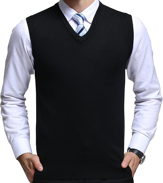 Men's cashmere wool V-neck sleeveless vest, classic pullover knit cardigan camisole