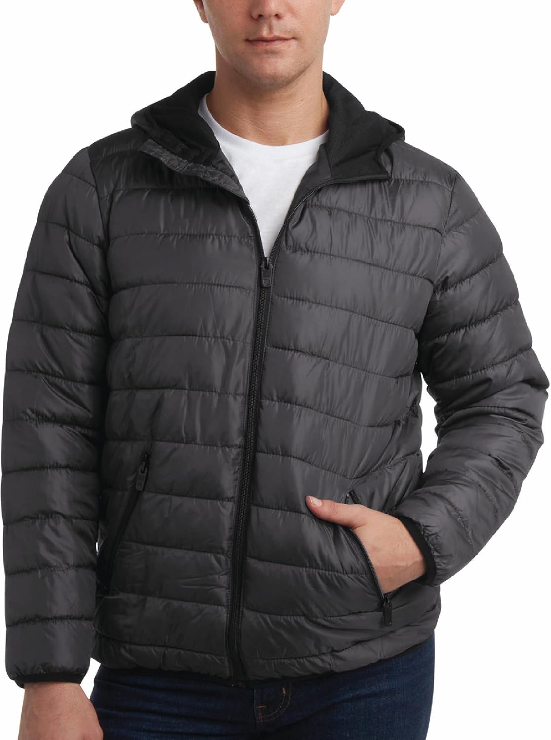 Mens Puffer Jacket - Quilted Packable Down Winter Jacket with Hood - Lightweight Winter Coat for Men