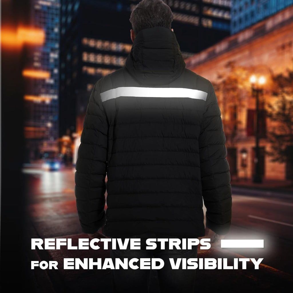 Men's Lightweight Packable Down Jacket Water-Resistant Winter Puffer Jackets with Hood