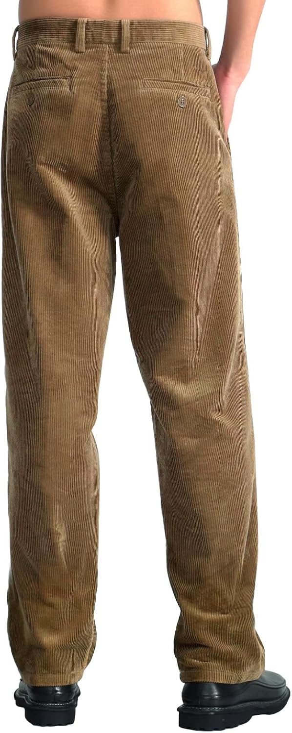 Mens Corduroy Pants Flat Front Straight Leg Casual Pants