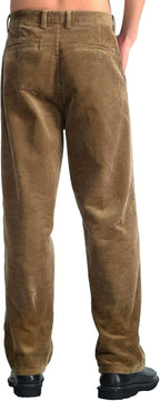 Mens Corduroy Pants Flat Front Straight Leg Casual Pants