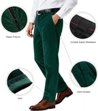 Men Casual Corduroy Work Cargo Pants Elastic Waist Suit Trousers