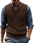 Mens Sweater Vest Wool Blended Knitted Vest Sweaters V-Neck Sleeveless Pullover Vests