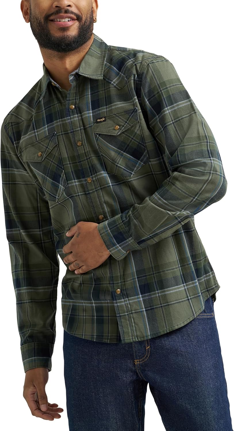 Mens Iconic Denim Regular Fit Snap Shirt