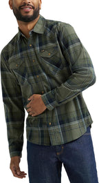 Mens Iconic Denim Regular Fit Snap Shirt