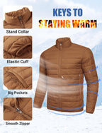 Mens Puffer Jacket Packable Lightweight Jackets Winter Coat Windproof Zipper Down Jacket