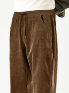 Men's Casual Corduroy Pants Elastic Waist Drawstring Baggy Sweatpants Loose Fit