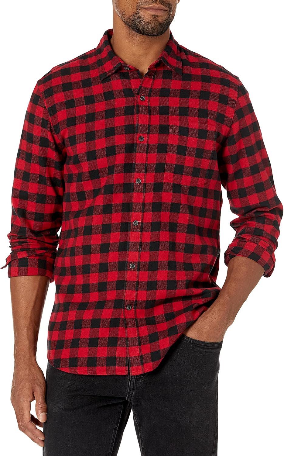 Men's Flannel Shirts Long Sleeve, Slim-Fit Button Down Plaid