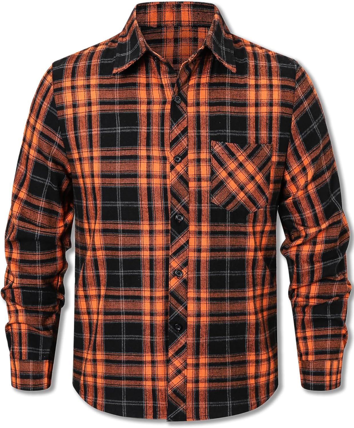 Men's Casual Plaid Flannel Long Sleeve Button Down Shirt